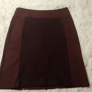 Burgundy and Black Spandex Pencil Skirt